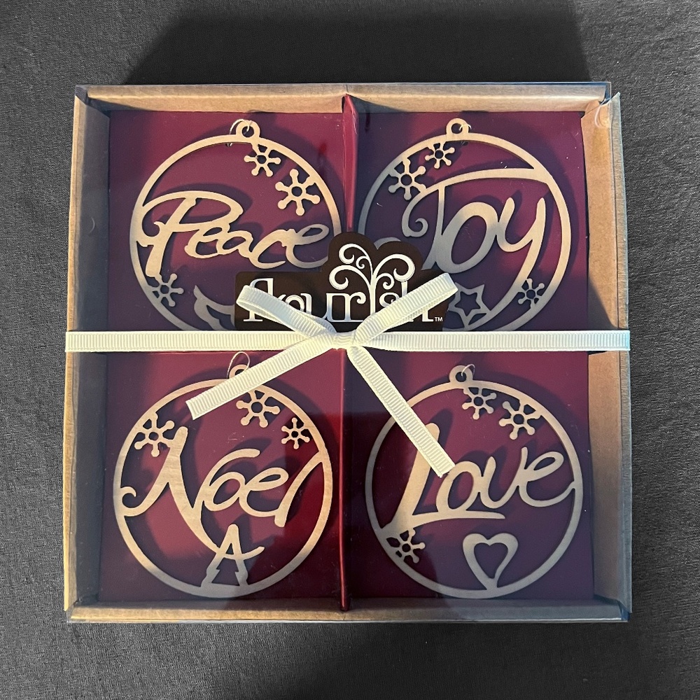Laser-cut Wood Christmas Ball Ornament Set
